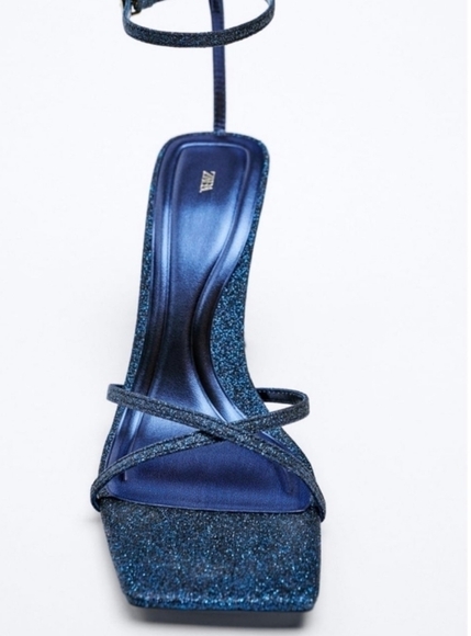 ZARA Strappy glittered Heeled Sandals Sz-9 - Picture 2 of 10